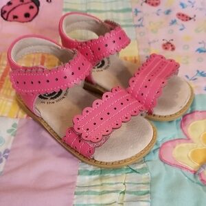 Livie & Luca Bright Pink Leather Kids Adjustable Sandals Size 6